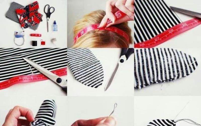 How to sew a headband for a girl from an old T-shirt